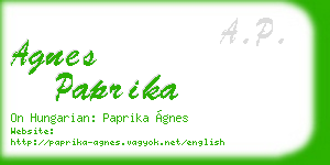 agnes paprika business card